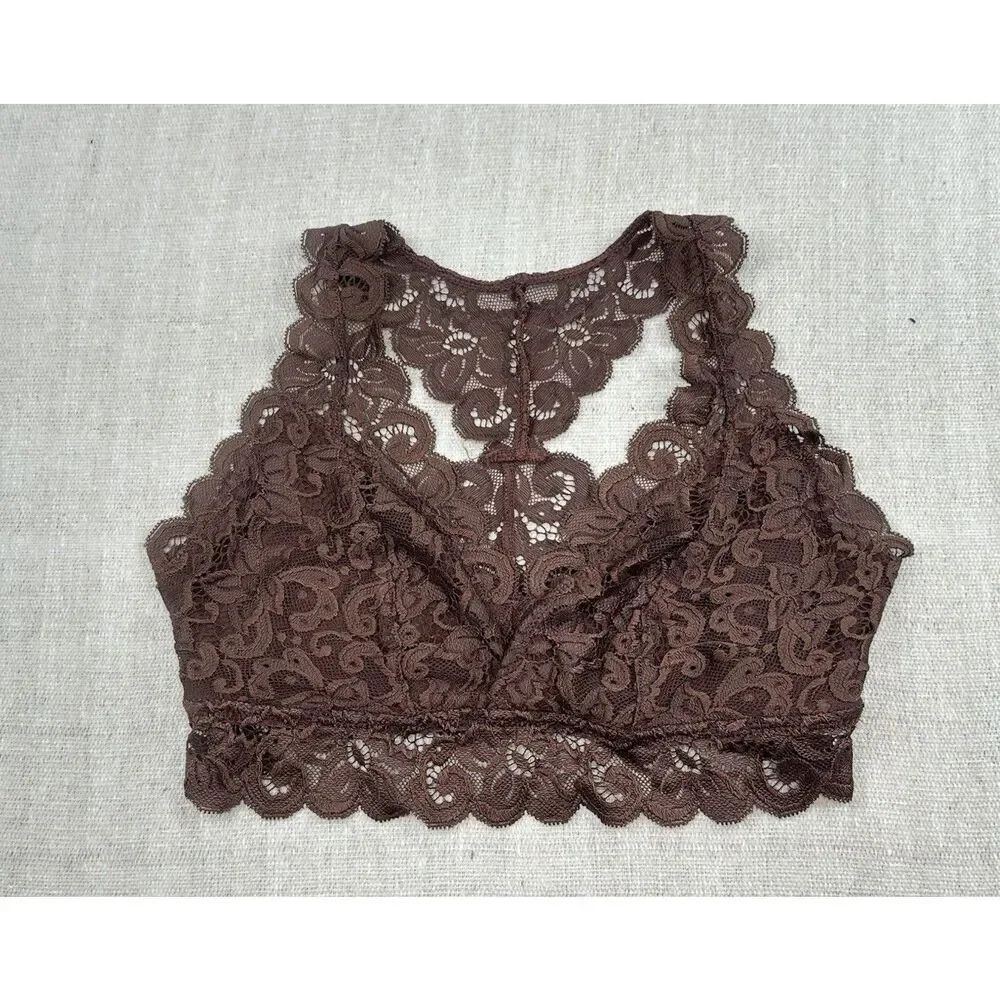Aeropostale Brown Lace Racerback Bralette Women’s Size Small
